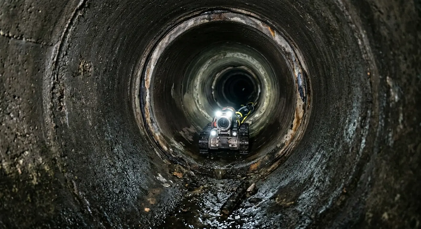 Robotic sewer camera inspecting pipe interior for Sewer Line Cleaning in Carlisle